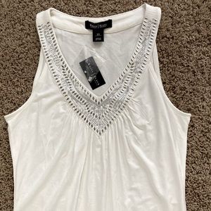White House Black Market White Tank Top XS Silver